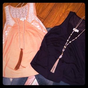 Navy and coral tops